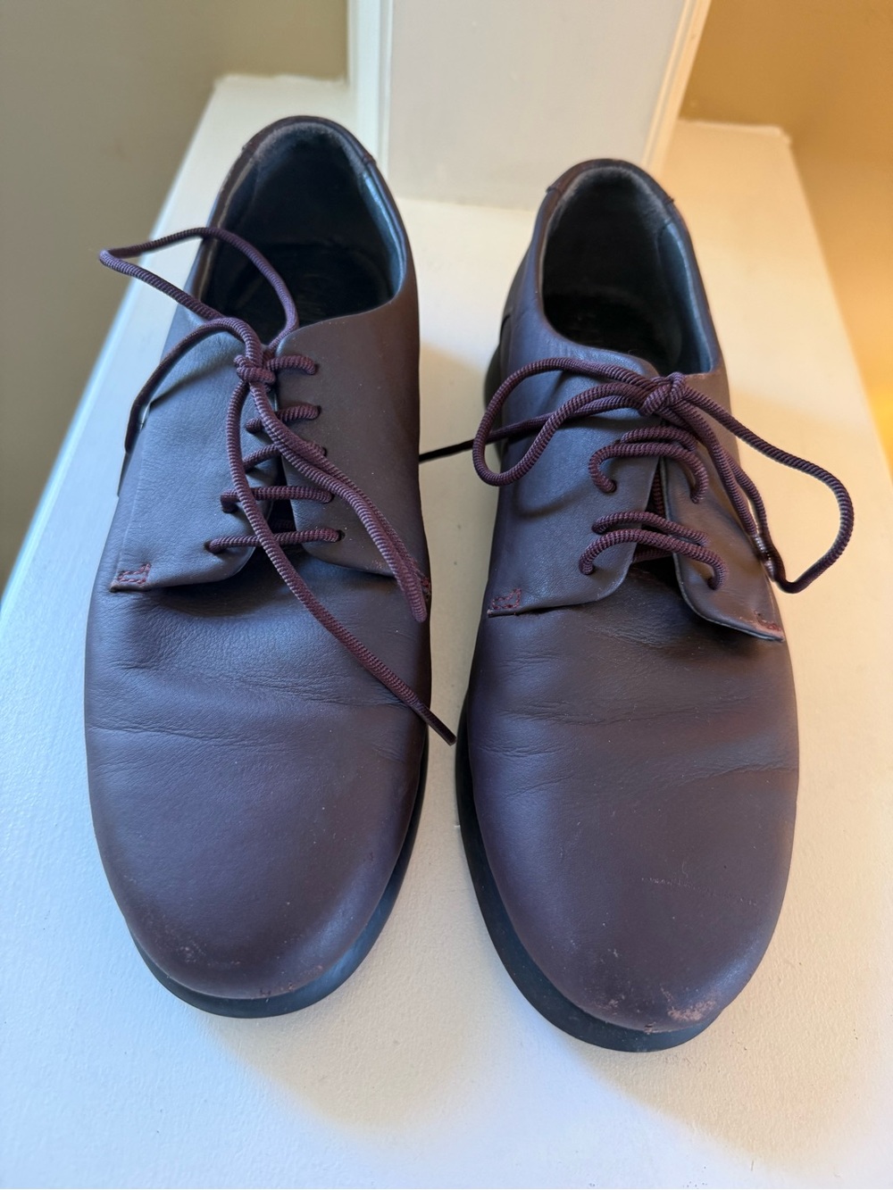 Camper Iman Womens Burgundy Leather Lace Up Shoes EU 40 US 9 9.5 Oxford